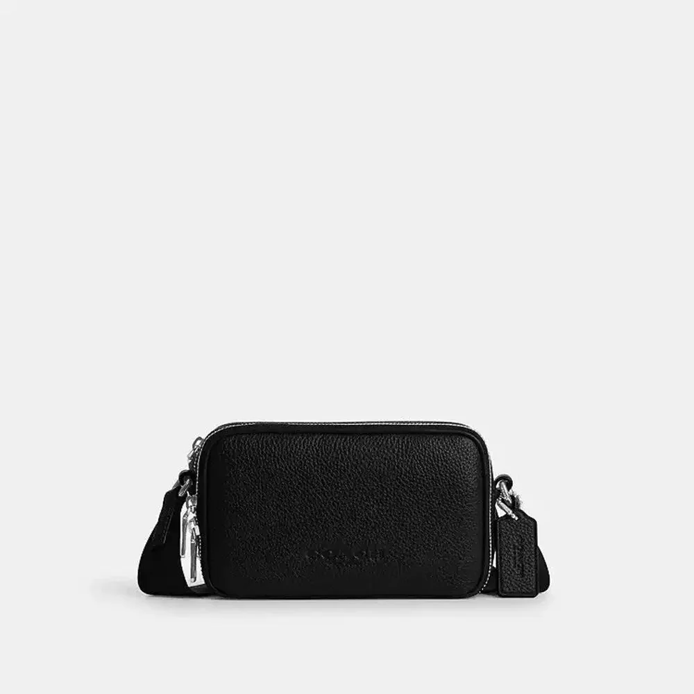 NWT Coach Colton Crossbody Bag 19 Black Silver CET66 Pebble Leather